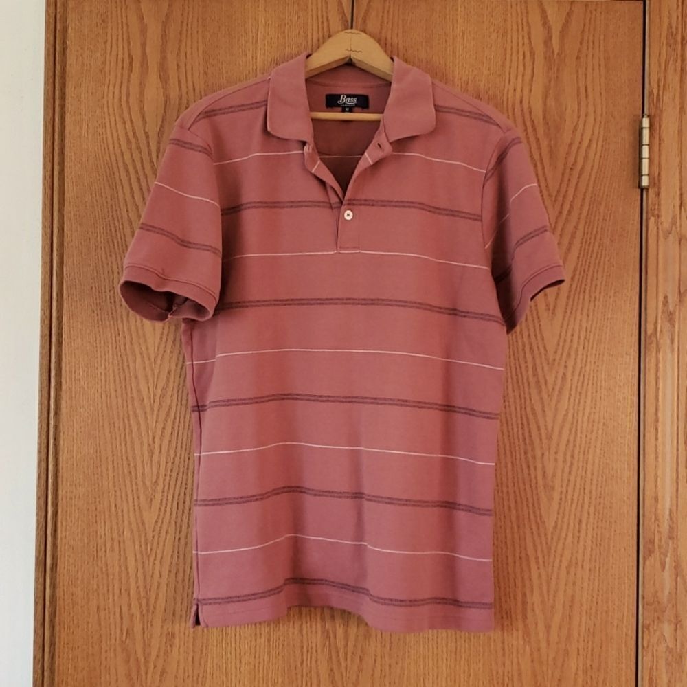 GH Bass & Co Mauve Striped Polo Shirt Sz M